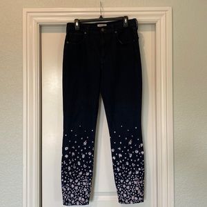 BCBGeneration dark denim jeans with floral embroidery size 29